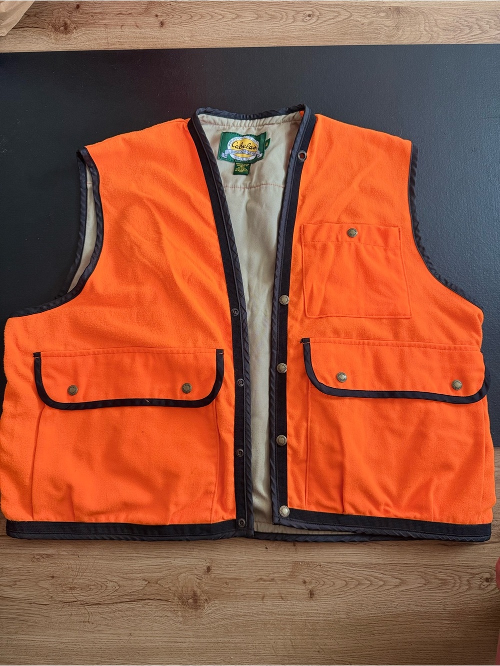 Cabela's Orange Hunting Safety Vest with Black Trim